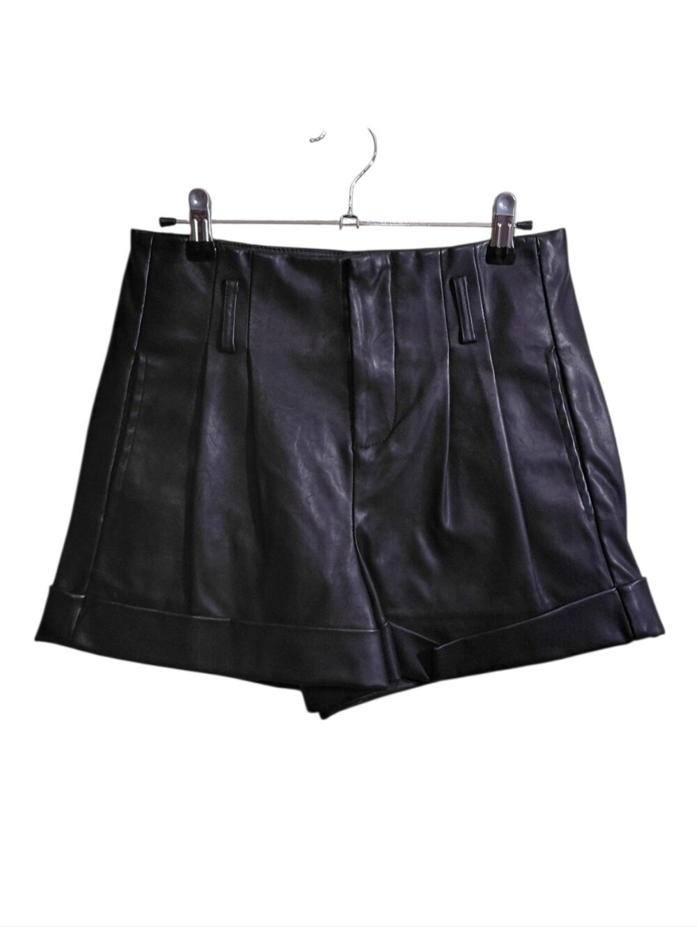 Blank NYC Black High-Waist Faux Leather Shorts